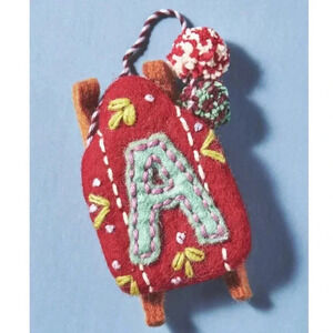 Anthropologie Snow Day Monogram Ornament  Letter A